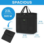 JUNGYOON Heavy-Duty Insulated Grocery Bags & Picnic Basket – Collapsible Cooler Bag with Zippered Top | Reusable Shopping Bags for Groceries, Picnics, Easy Storage (M Black)