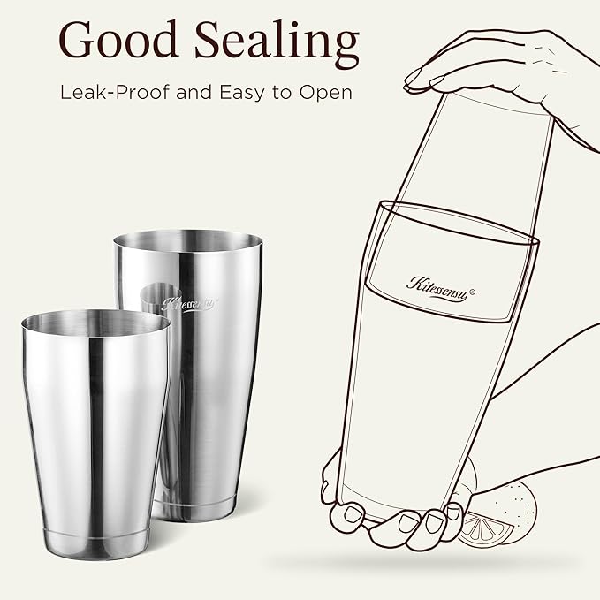 KITESSENSU Boston Cocktail Shaker Set, 8-Piece Professional Bartender Kit with Stainless Steel Martini Drink Mixer, Hawthorne Strainers, Double Jiggers, Dishwasher Safe Bar Tools for Home Bars & Gifts