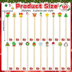 120 Pcs Christmas Wooden Coffee Stirrers Xmas Wood Coffee Stir Sticks Christmas Disposable Drink Stirring Sticks for Beverage Hot Chocolate Holiday Party Decor Restaurant Home Office Cafe, 20 Styles