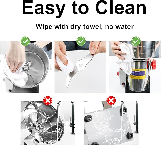 Electric Grain Mill Grinder Flour, 1000g Corn Fine Powder Rice Grinder Wheat Mill for Home Kitchen Commercial Stainless Steel Spice Food Pepper Coffee Beans (Swing Type)