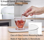 Ackers Etching Scale Measuring Glass V-Shaped Spout Made of High Borosilicate Glass Measuring for Kitchen or Restaurant, Easy to Read,30ML (1 Oz) 丨(2 Pack)