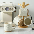 Nihow 16OZ Stackable Coffee Mug Set, Large Ceramic Coffee Mug Set of 4,Coffee Cup Set for Cappuccino/Latte/Cocoa,Dishwasher & Microwave Safe, Matte White