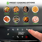 Nutrichef 5.8 Quart Air Fryer | 8-1 Preset Cook Modes | Transparent Fry Bowl for Best Cooking Results | Cook Shrimp, Steak, Fries, Wings, Chicken & More | Precise Temperature Control & Time | Grey