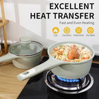 1.5QT Non Stick Sauce Pan with Glass Lids, Granite Coating PFOA Free & Dishwasher Safe, Induction Compatible for All Cooktops, Multipurpose Cooking Pot for Soup, Pasta, Vegetables