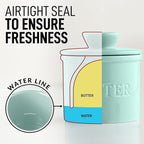 Zulay Kitchen Porcelain Butter Crock With Lid & Knife - Authentic French Butter Dish For Fresh & Spreadable Butter - Mint