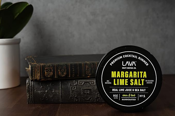 LAVA Premium Margarita Lime Sea Salt Cocktail Rimmer, All Natural Margarita Rimmer Sea Salt Rocks, Real Lime, Tart & Sour, No Silicon Dioxide, with Easy Screw-On Lid - 6oz