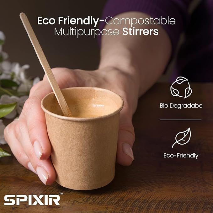 Wooden Stir Sticks, 5.5-inch Large Birchwood Stirrers, 1000 Disposable Swizzle Sticks for Coffee & Drinks