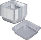 50 Pack 8x8 Inch Square Aluminum Baking Pans, Heavy Duty Disposable Foil Pans for Baking, Cooking, Freezing, Meal Prep