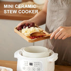 Haofy 200W Mini Ceramic Stew Cooker, 1L Capacity Electric Slow Cooker Porridge Soup Pot, Multifunctional with PTC Heating Technology