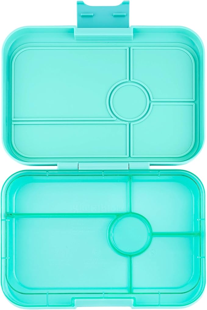 Yumbox Tapas Leakproof Bento Lunch Box - 5-Compartment Bento Container for Adults and Kids; Large Size 9.5x6.9x1.8; (Bali Aqua with Clear Aqua Tray)