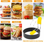 4 Inch Large Egg Rings for Frying Eggs, 2 Pack Stainless Steel Egg Cooking Rings Nonstick Round Egg Shaper Mold with Anti-scald Handle for English Muffins Pancake Cooking Griddle