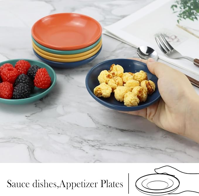 PYRMONT Wheat Straw Dipping Bowls, 2 OZ Soy Sauce Dish & Bowl, Small Dipping Sauce Bowls Set of 8, Mini Appetizer Plates for Side Dishes,Ketchup,BBQ, Party, Condiments Serving Bowl Set - Multi