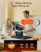 Nuwave 6QT Healthy Enameled Cast Iron Dutch Oven Pot with Lid, Heavy Duty 7-Layer Enamel, Enhanced Rust Protection, Dual Handles, Oven Safe to 500°F for Sourdough Bread Baking, Braise, Stew, Roast