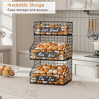 keomaisyto Egg Holder Countertop with Nameplate to Separate Eggs, 3 Tier Stackable Wire Storage Baskets for Gathering Fresh Eggs, Large Egg Rack for Countertop/Wall-Mounted, Medium (Patent Pending)
