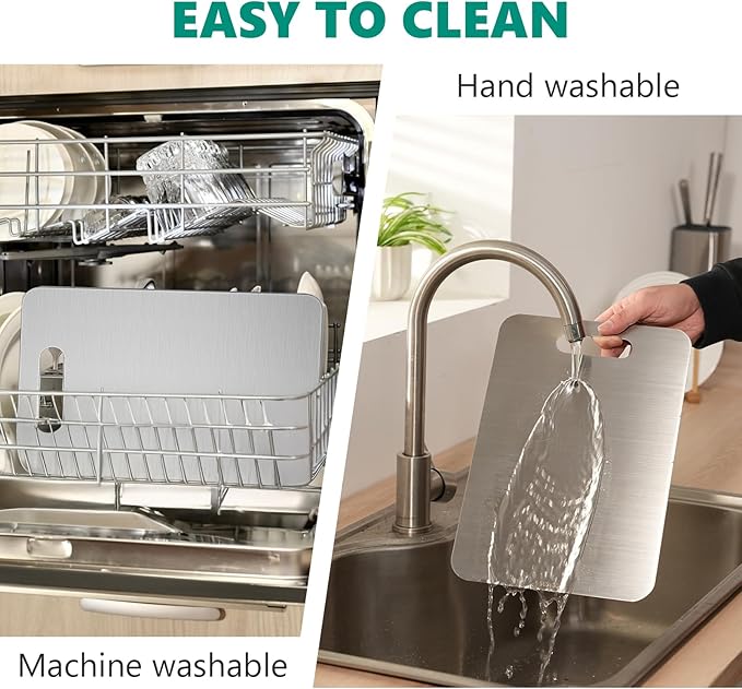 Stainless Steel Cutting Board, 3 PCS Cutting Boards for Kitchen, 304 Stainless Non Stick Chopping Cutting Board for Meat Fruit & Vegetable, Dishwasher Safe (15.3 x 11, 13.4 x 9, 11.8 x 7.9 in)