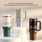 Metallic Glitter Boot for Stanley, Silicone Protector Sleeve Accessories for Stanley Quencher H2.0 FlowState Tumbler 40oz / Stanley Adventure Quencher Tumbler 40oz (Silver)