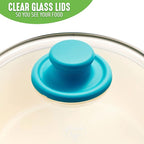 GreenLife Soft Grip 1QT and 2QT Saucepan Set, Healthy Ceramic Nonstick, Non Toxic PFAS & PFOA-Free, Dishwasher Safe, Glass Lids, Stay-Cool Handles, Easy Clean Cookware, Kitchen Essentials, Bright Blue