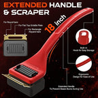 Grill Brush Bristle-Free Steam Cleaning, BBQ Brush Replaceable Heat-Resistant Kevlar Head with Grill Scraper Safe Barbecue Grill Cleaner-Red