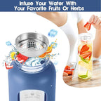 32 oz Glass Water Bottle with Straw - Motivational Time Marker & Silicone Sleeve - Reusable Tumbler Includes 2 Bamboo Lids & Fruit Infuser - 1 Pack