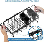 iSPECLE in Sink Dish Drying Rack with Mat, Capacity Expandable Small Dish Rack Over Sink, Black