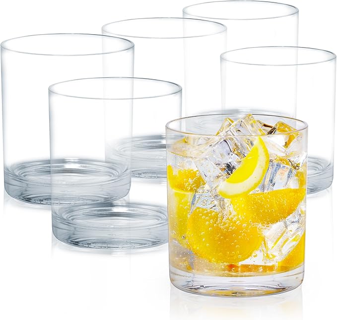 Zulay Kitchen Acrylic Glasses Drinkware - 6 Piece Unbreakable Plastic Tumblers - BPA-Free, Reusable Plastic Drinking Glasses for Home & Outdoors - Stackable, Lead-Free & Dishwasher Safe - (12 oz)