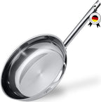 Stainless Steel Frying Pan 12 Inch - Tri Ply Stainless Steel Skillet Healthy Non Toxic Cookware - Fry Pans for Induction Gas Electric Ceramic Stove & Oven Safe (12 Inch)
