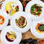 White Melamine Dinner Plates,12pcs Dishes Set,10inch Lightweight Round Plastic Plates,Scratch Resistant Unbreakable Serving Dishes,White