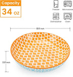 KitchenTour Large Pasta Bowls 34 oz, Ceramic Salad Serving Bowls Set of 6, 8.6 Inch Wide and Shallow Bowl Soup Bowl- Dishwasher and Microwave Safe, Assorted Colors