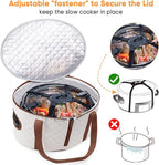BAGSPRITE Slow Cooker Carrying Case Compatible with 6-8 Quart Crockpot Carrier for Hot Food and Hamlton Beach Slow Cooker Tote with Lid Fastener for Crock-pot Dust Cover Applicances