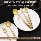 CEKEE Gold Silverware Set, 40 Piece Gold Utensils Set Service for 8, Stainless Steel Flatware Set Include Knives Spoons and Forks Cutlery Set for Kitchen Home Restaurant Wedding, Satin Finish