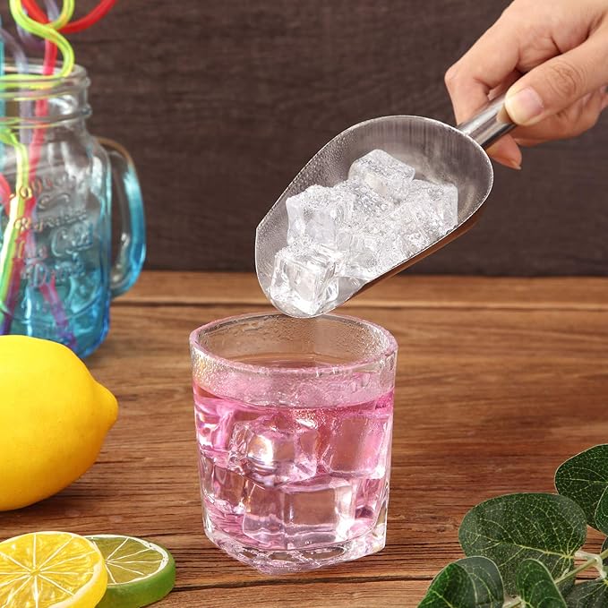 Mudder 6 Pack 6 Ounce Small Stainless Steel Ice Scoop Metal Mini Candy Little Sugar Cream Scoop for Home Kitchen Food Jars Coffee Beans Bar Buffet