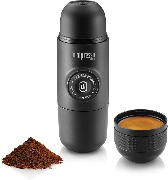 WACACO Minipresso GR, Portable Espresso Machine, Compatible Ground Coffee, Hand Coffee Make, Travel Gadgets, Manually Operated, Perfect for Camping