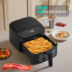 Air Fryer 8-in-1, 4.5Qt Air Fryer with DC Motor, Space-Saving & Compact, Fast & Crispy Cooking, Adjustable Fan Speed, 95% Less Oil for Healthy Family Meals, Dishwasher‑Safe