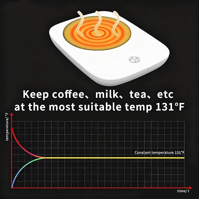 Misby Coffee Mug Warmer, Mug Warmer for Desk Use with Auto Shut Off, Gravity-Induction Coffee Warmer for Coffee Lovers Christmas/Birthday Gift Keep Beverages Coffee Cup Warmer (White)
