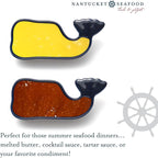 Ceramic Whale Condiment Cup, Blue, Set of 2