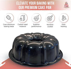10 inch Bundte Cake Pan Nonstick with 12in Cake Carrier for Easy Transportation - Premium Fluted Cake Pans For Oven, Cake Mold, Moldes para Gelatinas