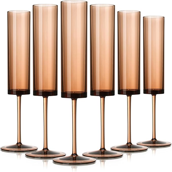6 Pack Acrylic Orange Champagne Glasses Dark Orange Wine Glasses Terracotta Champagne Flutes Champagne Flutes Goblets for Wedding Reception Cocktail Cups Wedding Toasting Glasses Terracotta Decor