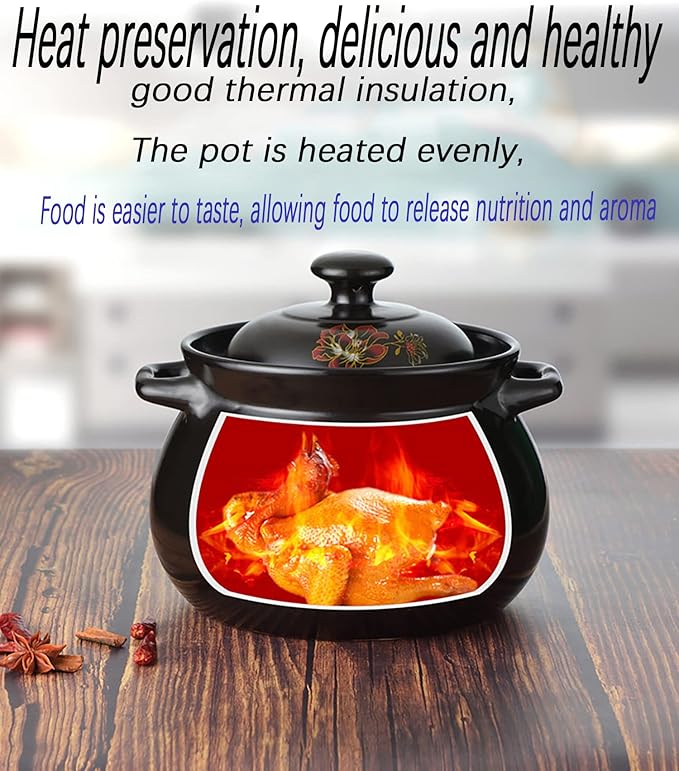 Traditional Japanese Clay Casserole Pot,Family Hot Pot,clay cooking pots Ceramic Cookware Dutch Oven Ceramic Pot, Heat Storage and Heat Preservation,For Cooking Hot Pot Bibimbap and Soup,4l