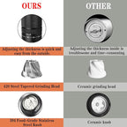 Manual Coffee Grinder with Stainless Steel Burr, Hand Coffee Grinder External Adjustable Grind Setting for Espresso, French Press (Black)