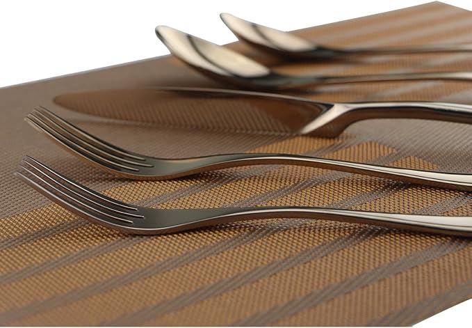 Silversmiths 20 Piece Beacon Flatware Set, Copper Mirror/Rose Gold, Service for 4