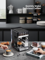 UDI Espresso Machine, 20 Bar Cappuccino & Latte Coffee Maker with Automatic Milk Frother, Auto or Manual Quick Brew Dual Boiler, Touchscreen Espresso Maker, Black