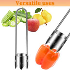 2pcs Pepper Seed Corer & 2pcs Cleaning Brush, Stainless Steel Fruit and Vegetable Corer Tool Fruit Core Remover Core Pit Remover for Pepper Tomato Apple (With Hole)