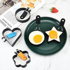 4 Pack Egg Poachers Rings, Stainless Steel Egg Cooking Rings, Round Pancake Mold for Frying Eggs, Omelet and Muffins, Non-stick Fried Egg Mold Ring, 4 Shapes