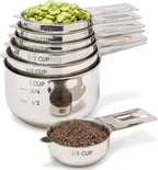 Simply Gourmet Measuring Cups Set of 7, Stackable, 304 Premium Stainless Steel, Kitchen Gadgets for Measure Liquid and Dry Ingredients, Cooking & Baking