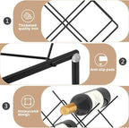 Urban Deco Small Wine Rack 5 Bottle Holder - Modern Metal Wire Wine Storage for Countertop Table Top Coffee Bar Kitchen, Black