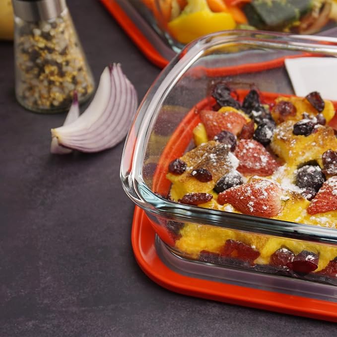 6×6in Square Glass Baking Dish with lid, 1QT Small Square Glass Baking Dishes for Oven, Microwave and Oven Safe