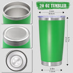 20 oz Tumbler Coffee Tavel Tumblers Bulk with Lid Stainless Steel Double Wall Vacuum Insulated Mug Powder Coated Cups fit Car Cupholder for Hot and Cold - Green, 4Pack