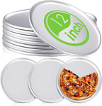 12 Pieces Pizza Pan Bulk Restaurant Aluminum Pizza Pan Set Round Pie Cake Plate Rust Free Cake Tray for Oven Baking Home Kitchen Restaurant Easy Clean(12 Inch)