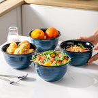 MEKY Soup Bowls Set of 4,40 OZ Large Ceramic Bowls - 7 Inch Deep Bowls for Ramen, Pho, Salad, Pasta, Cereal, Dishwasher & Microwave Safe Stackable Serving Bowls(Blue)