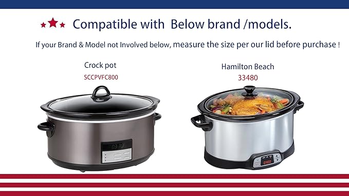 Oval Glass Lid Compatible with Crock Pot 8 Quart Slow Cooker SCCPVFC800 (8 QUART)